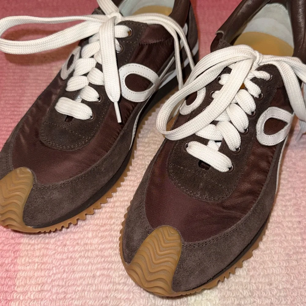 Loewe Flow Runner Nylon and Suede Sneakers in Chocolate Brown ‘Shitake Mushroom’ - Picture 9 of 16